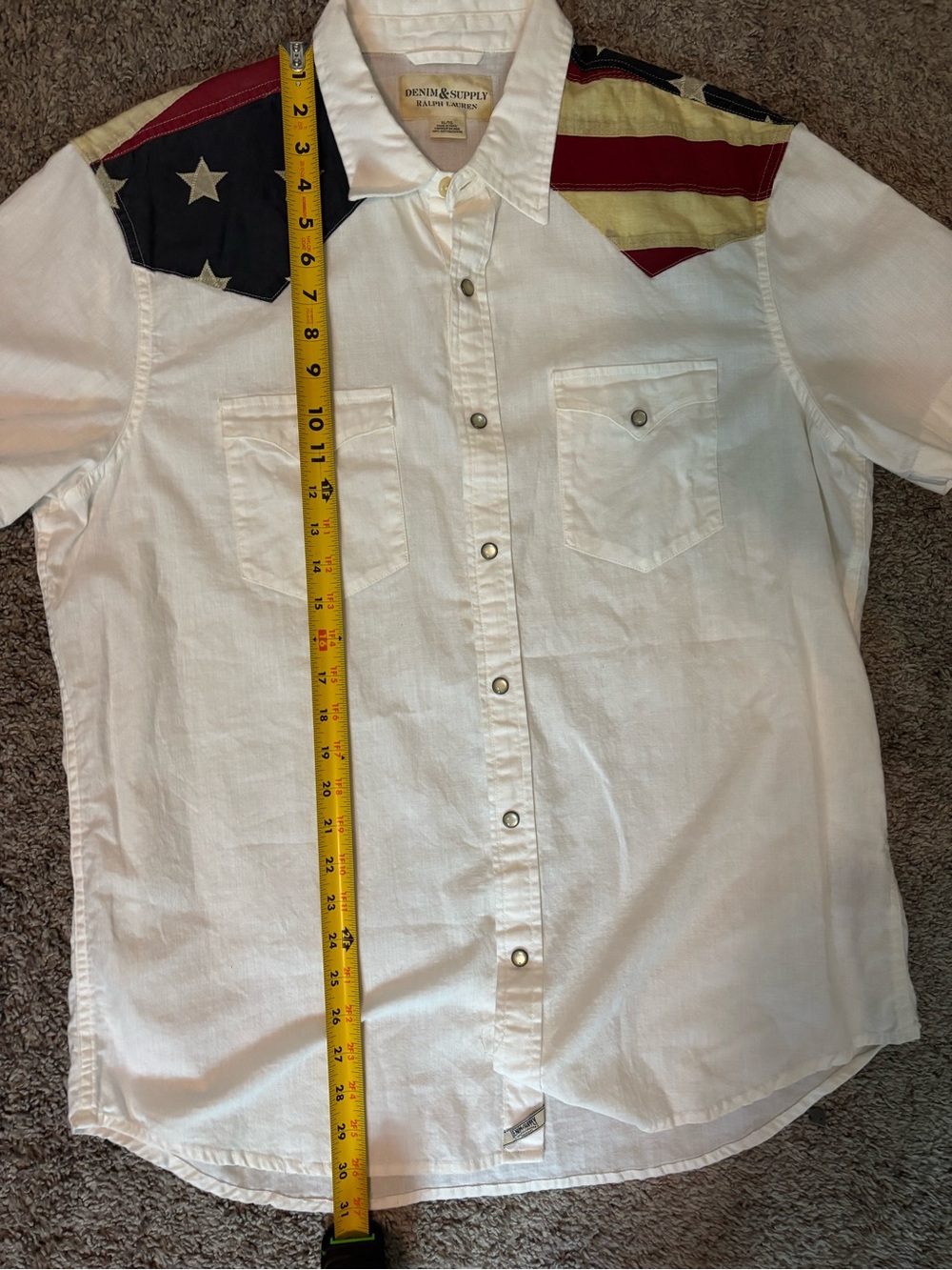 Ralph Lauren Short-Sleeve Western Shirt with American Flag Shoulder Panels XL - Picture 7 of 7